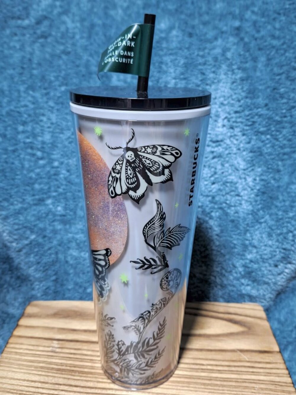 NIP! Starbucks 24 oz. 2025 Halloween Moth Moon Glow-in-the-Dark Tumbler